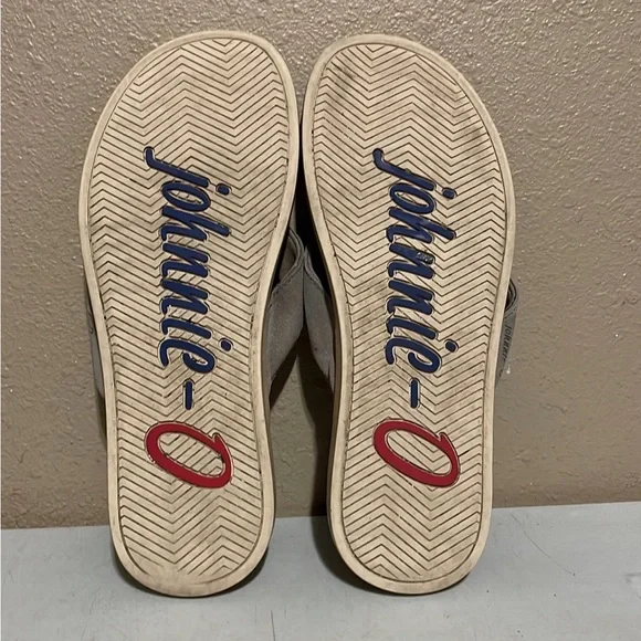 Johnnie-O Dockside Surfer Beach Gray Leather Flip Flop Sandals Men’s 10 - Picture 7 of 7